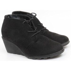 Cloudwalkers by Avenue Women's 11 WIDE Width Faux Suede Wedge Booties Lace-up